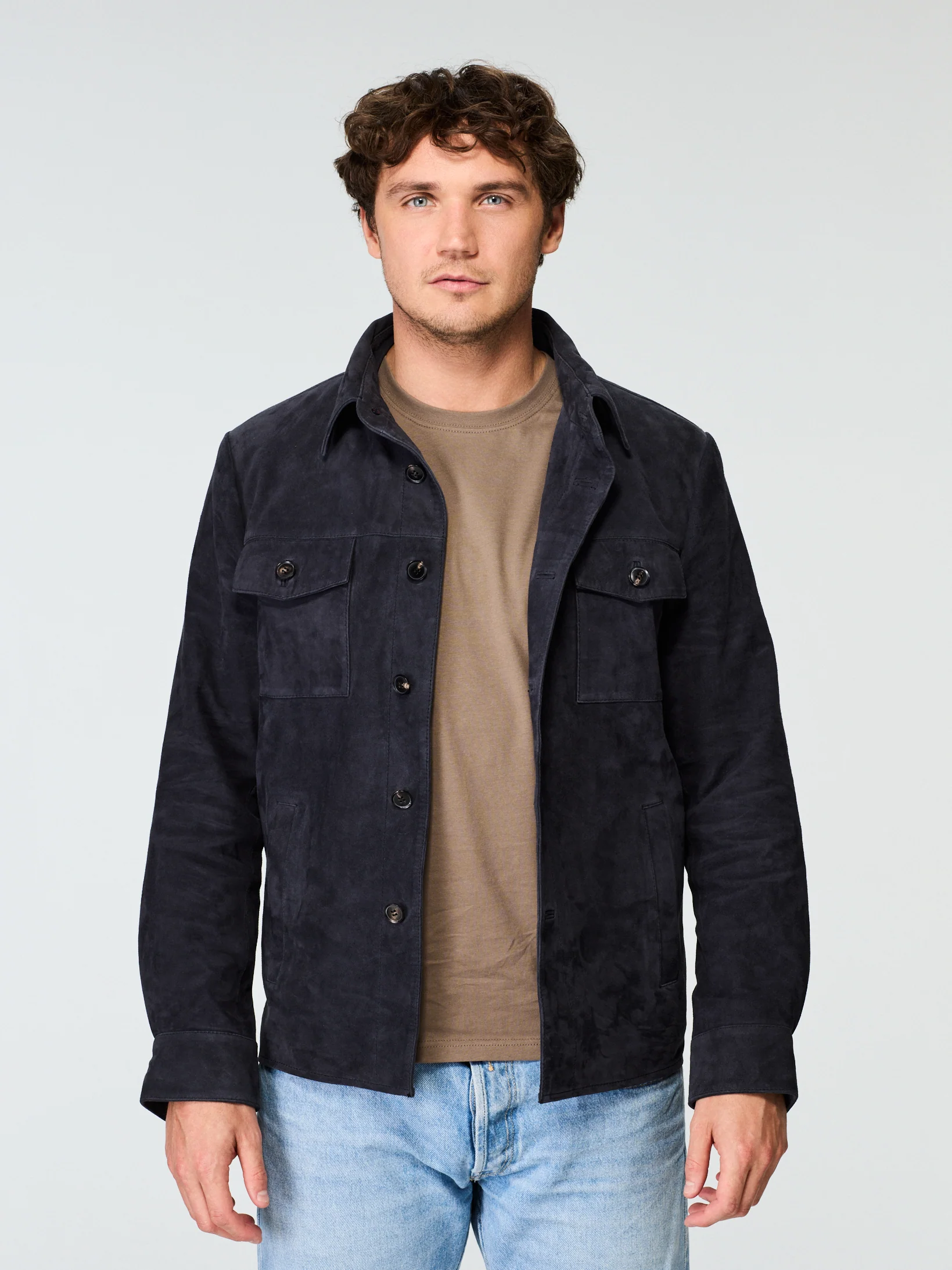 Suede Shirt Jacket Dark Blue - Image 3