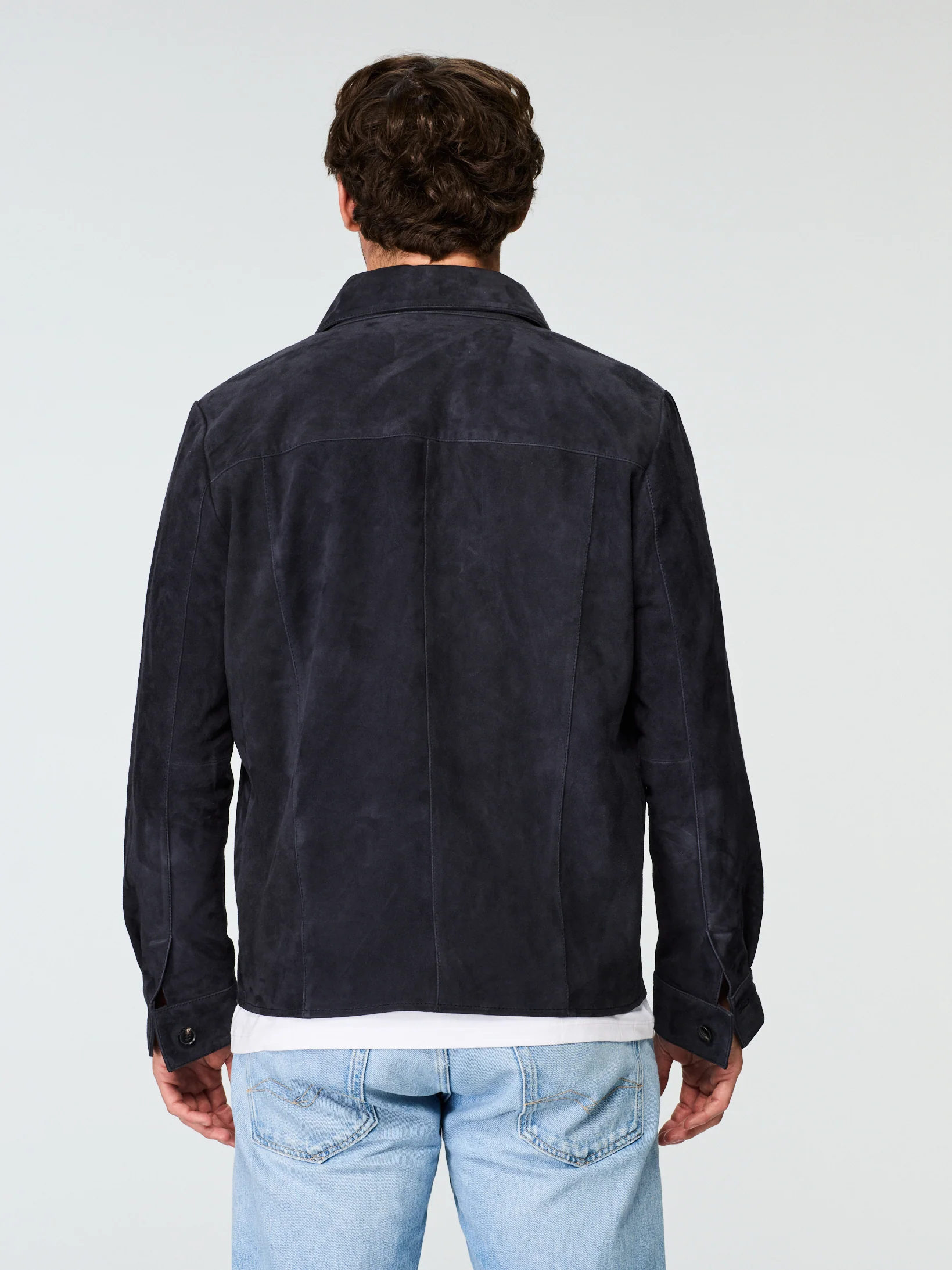 Suede Shirt Jacket Dark Blue - Image 5