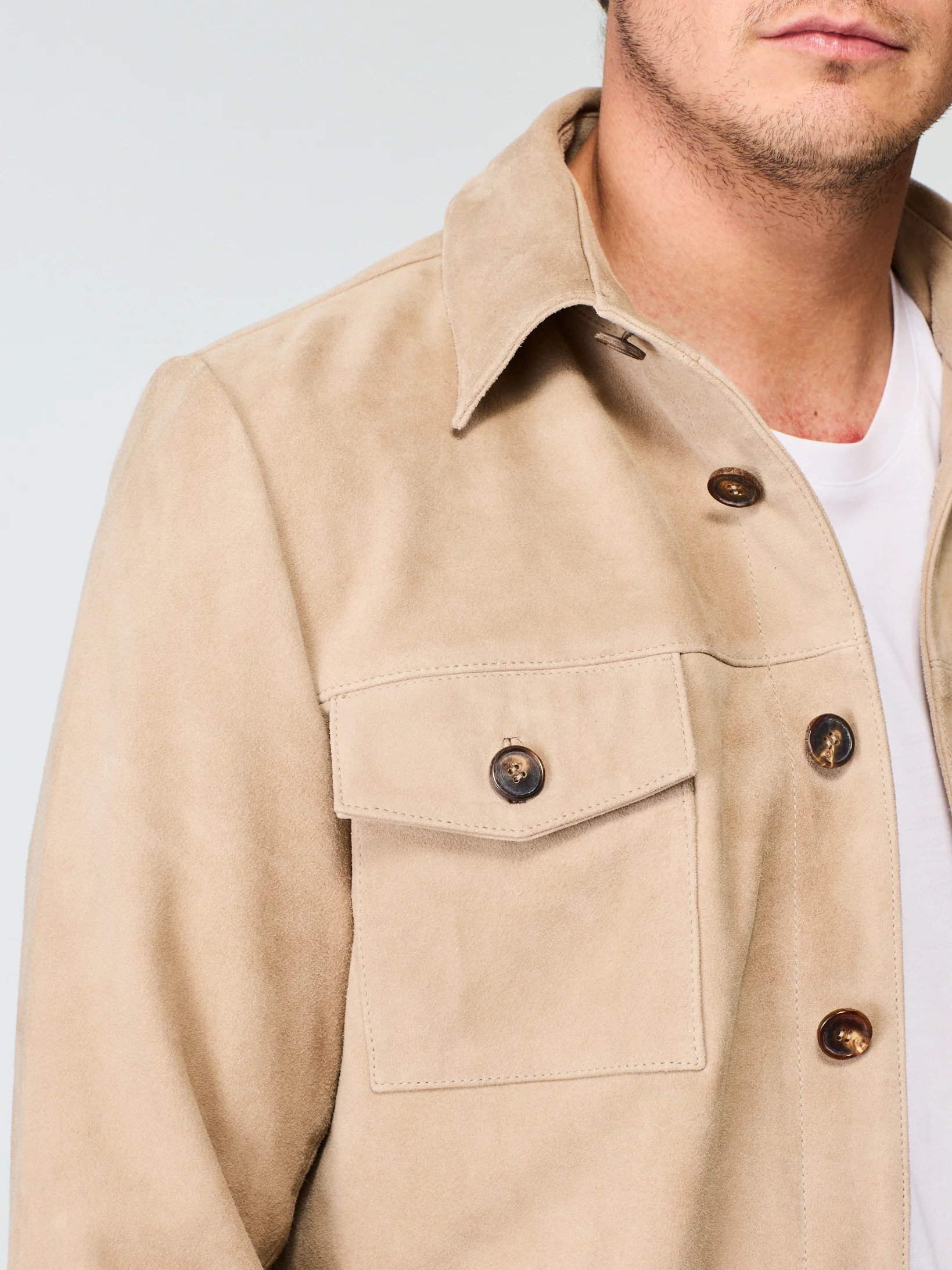 Suede Shirt Jacket Light Sand - Image 2