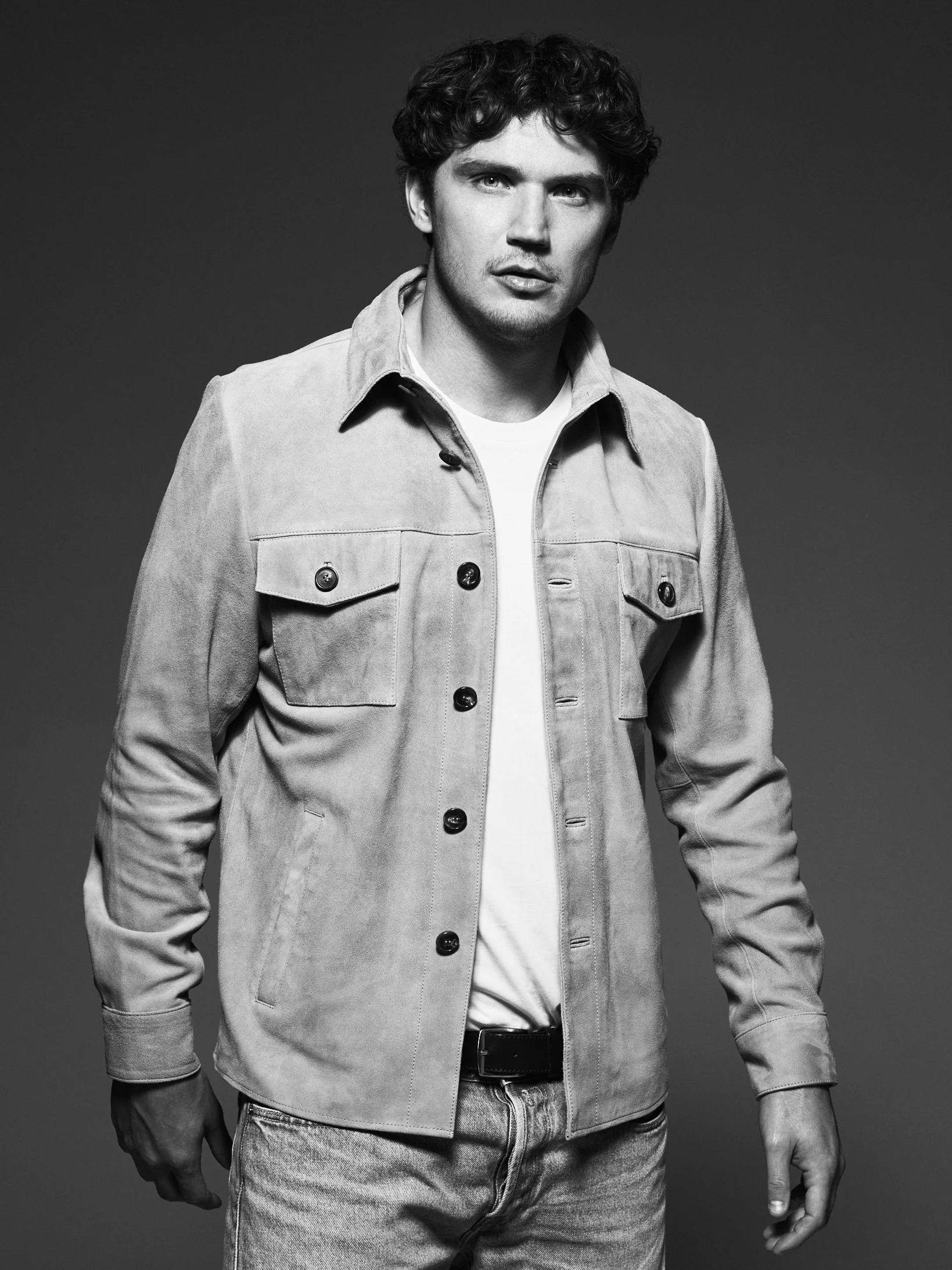 Suede Shirt Jacket Light Sand - Image 5