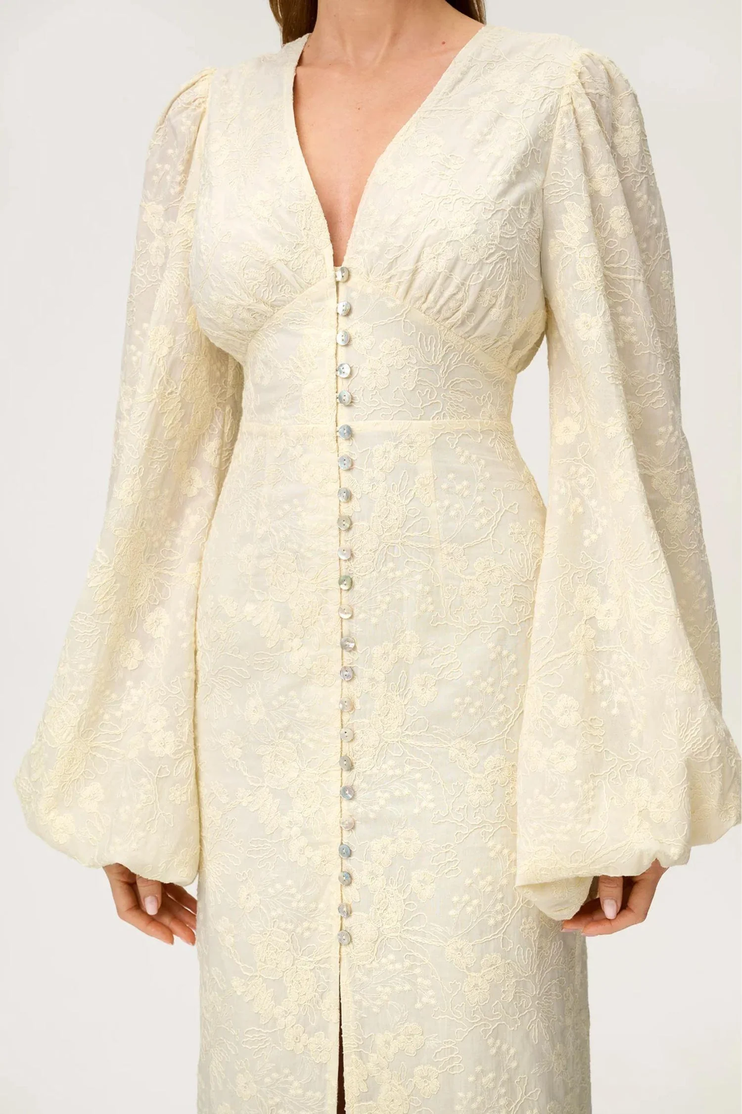 Positano Dress- Light Yellow Embroidery - Image 3