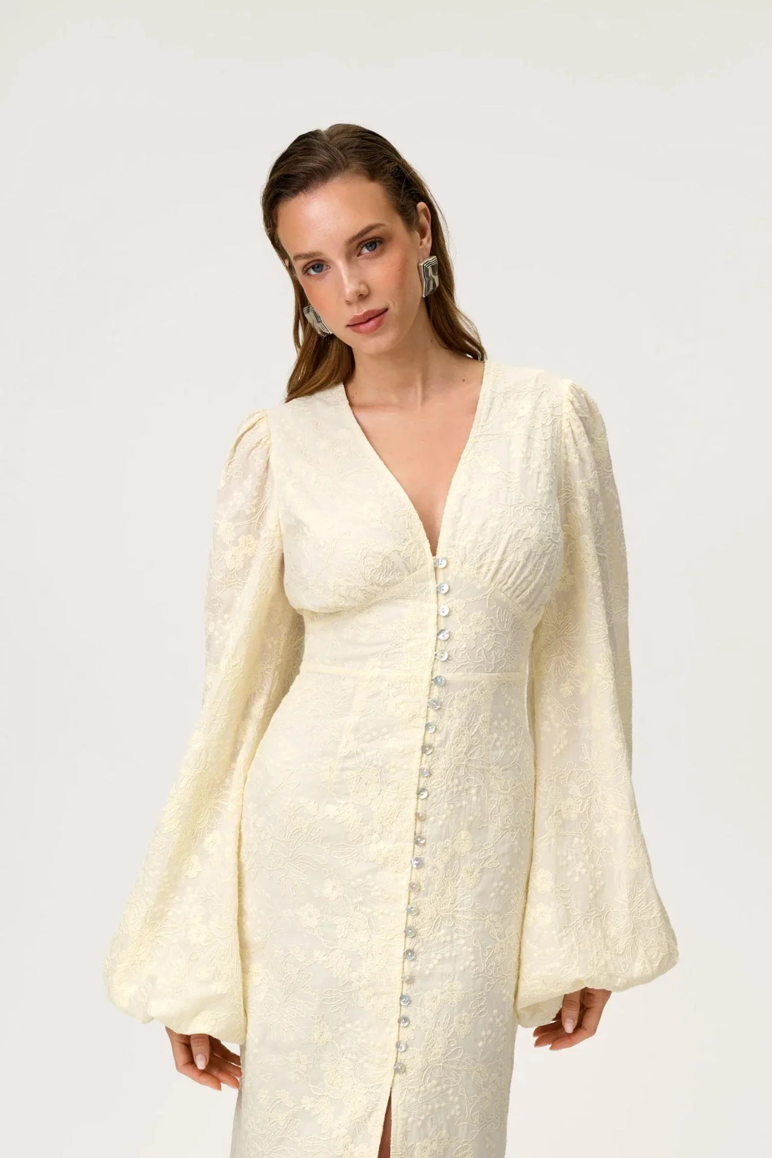 Positano Dress- Light Yellow Embroidery - Image 4