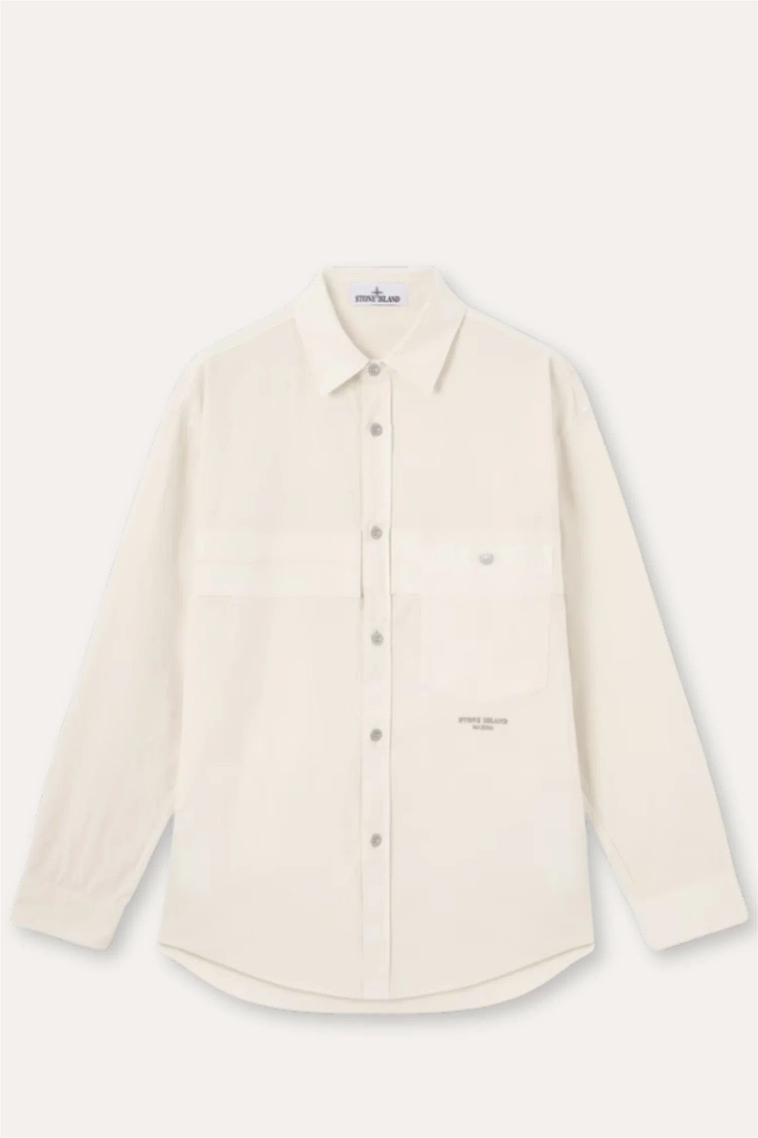 1200029 Regular-fit Overshirt With Stone Island Marina Embroidery Ivory