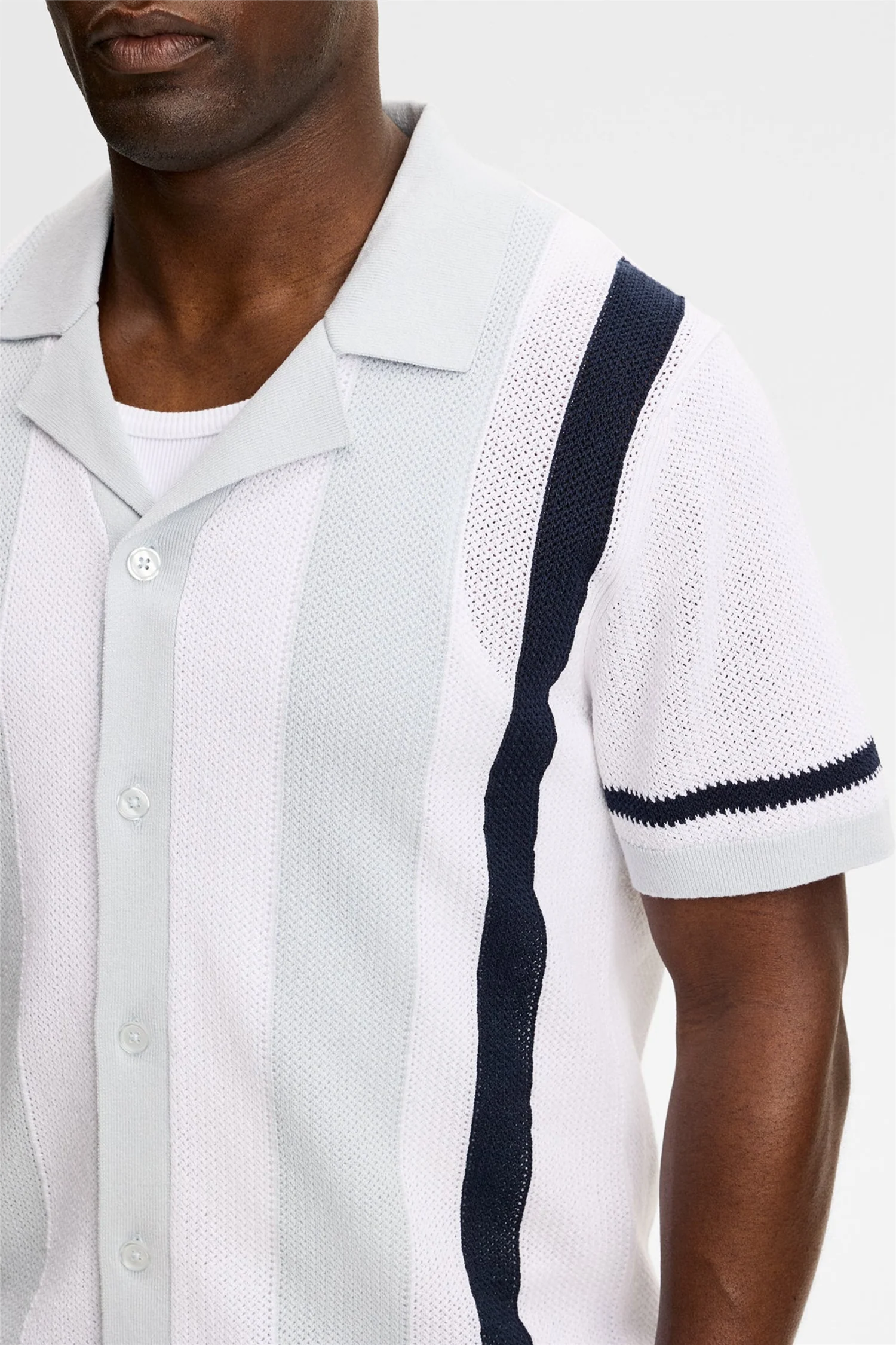 Remus Resort Collar Knit Polo Skywriting - Image 5