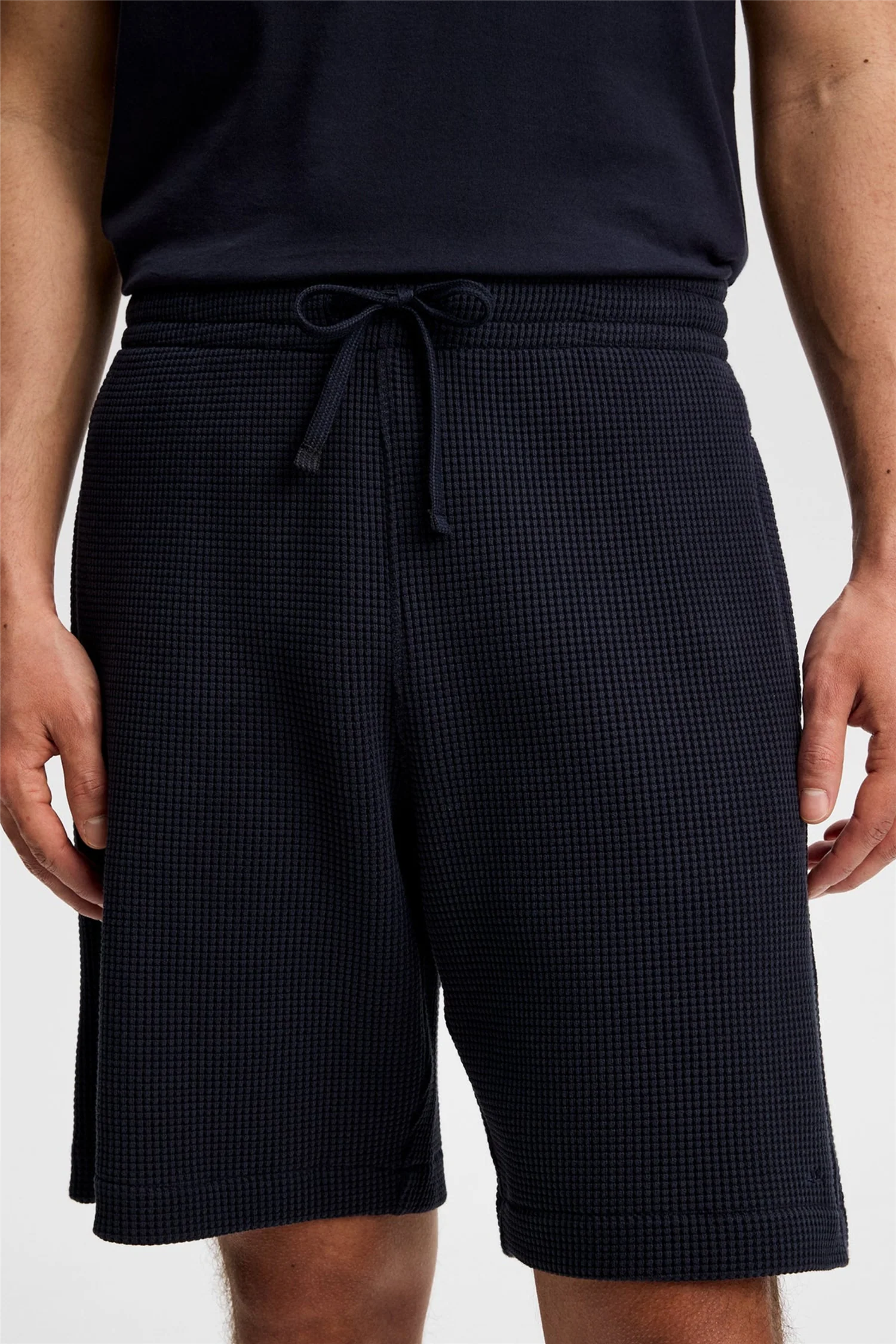 Simon Waffle Shorts Navy - Image 5