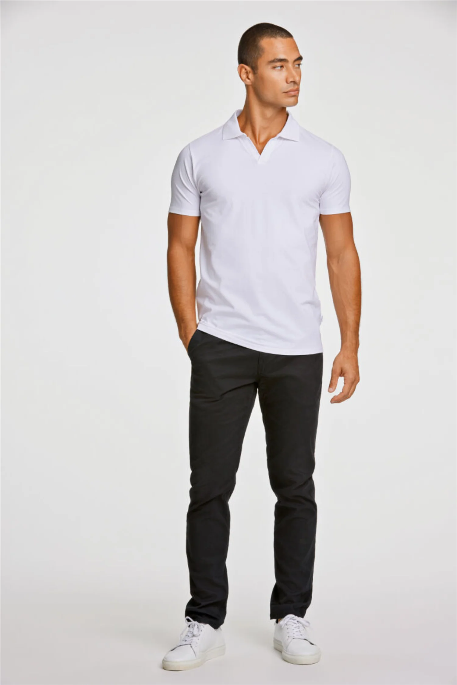 Stretch Polo Shirt S/S White - Image 3