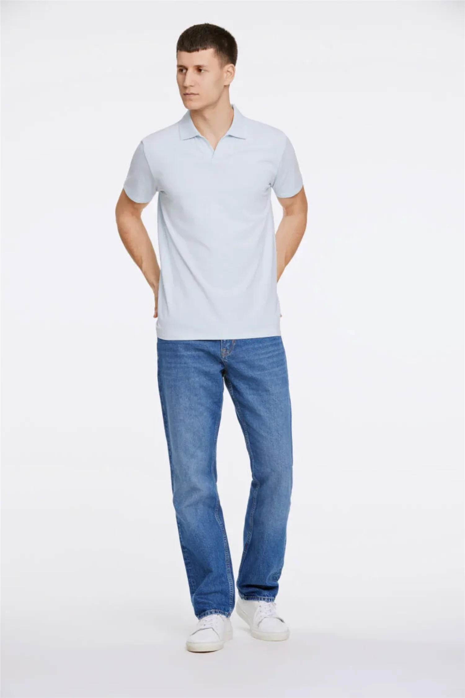 Stretch Polo Shirt S/S Pastel Blue - Image 3