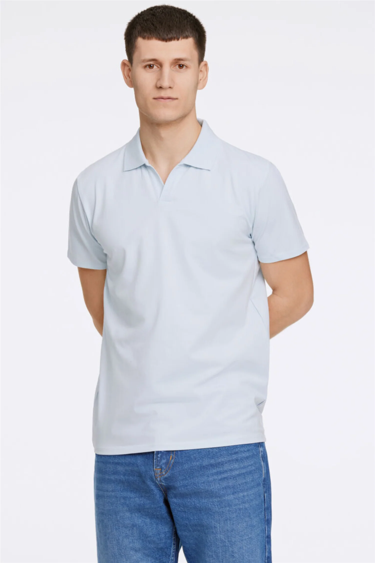 Stretch Polo Shirt S/S Pastel Blue - Image 4