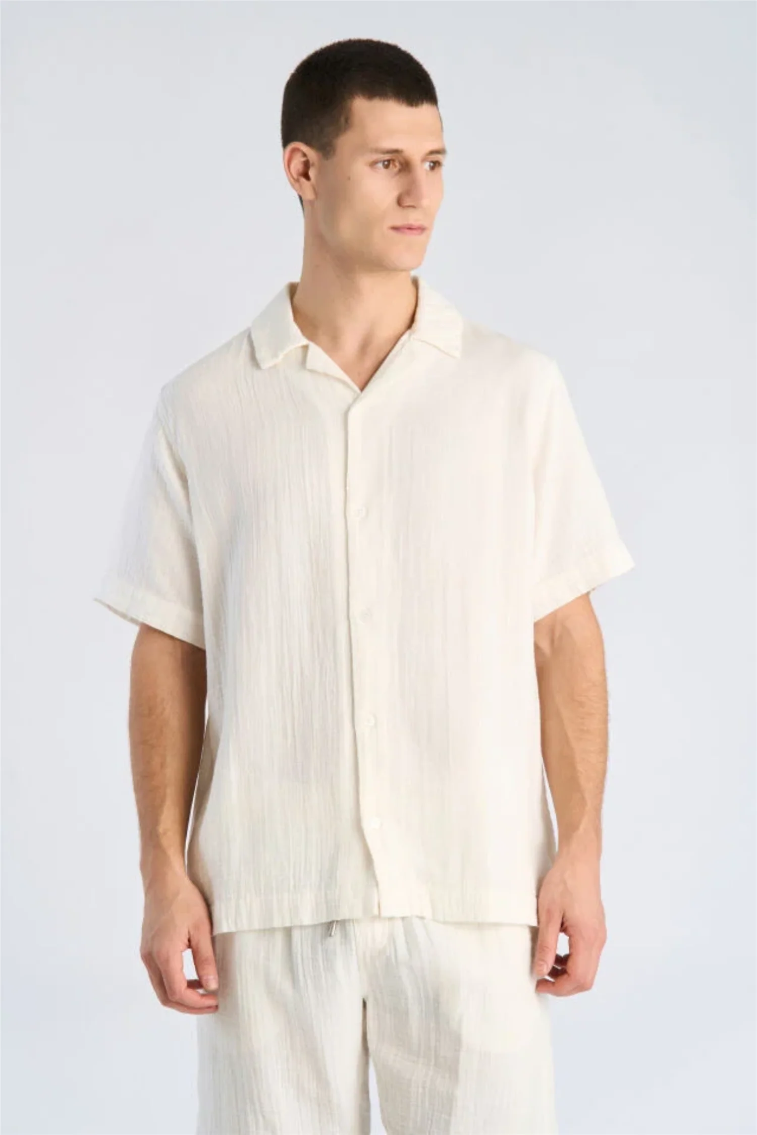 Cotton Muslin Resort Shirt S/S Off White - Image 4