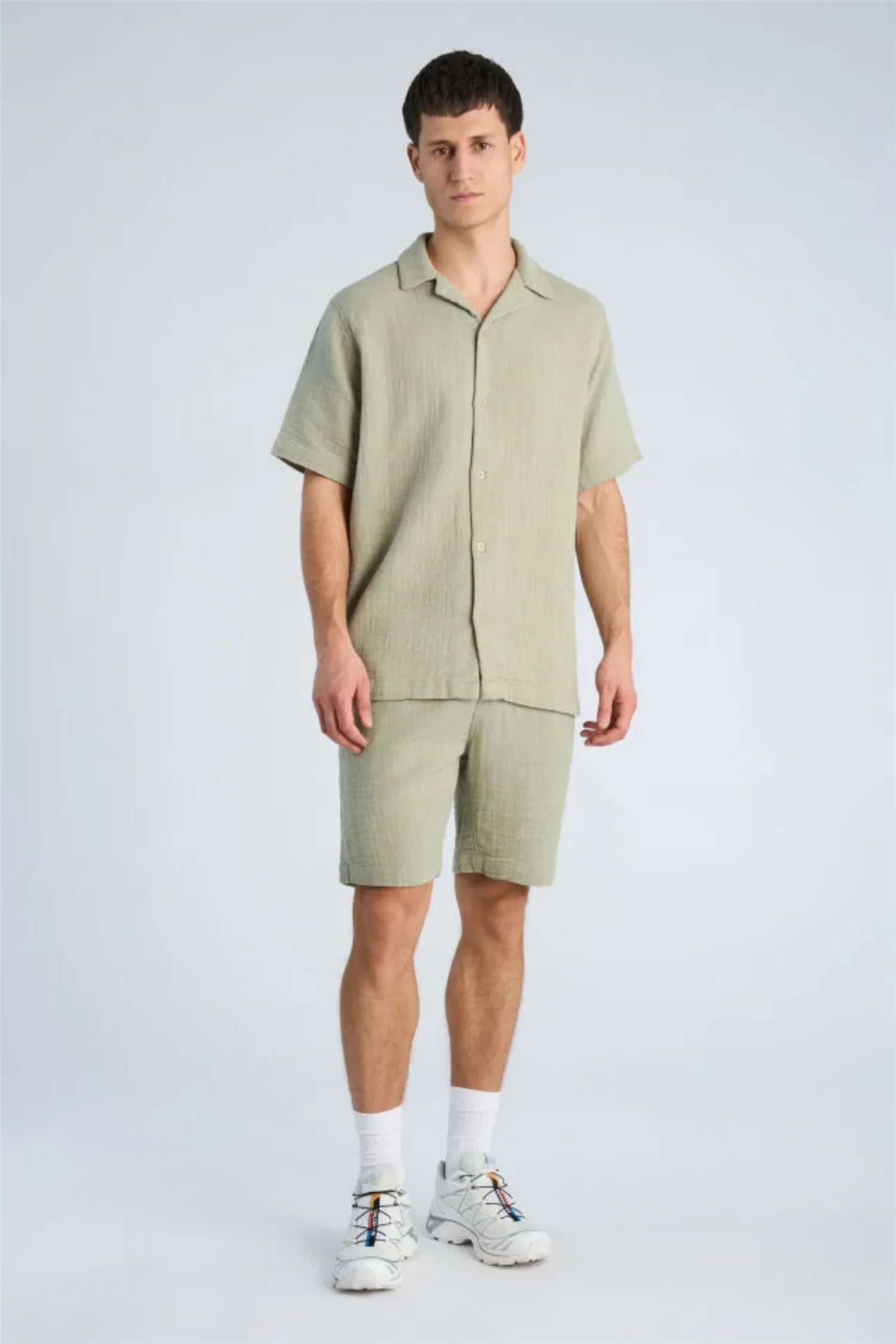 Cotton Muslin Resort Shirt S/S Dusty Olive - Image 3