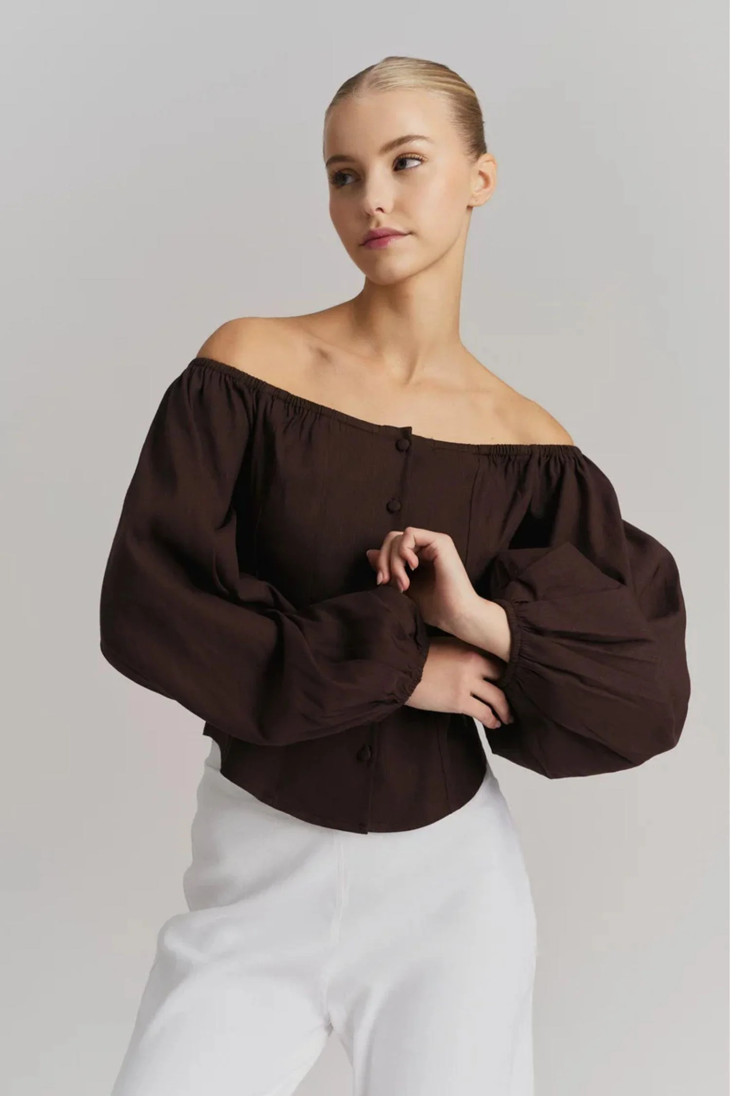 Luiza Stretch Linen Shirt- White - Image 2
