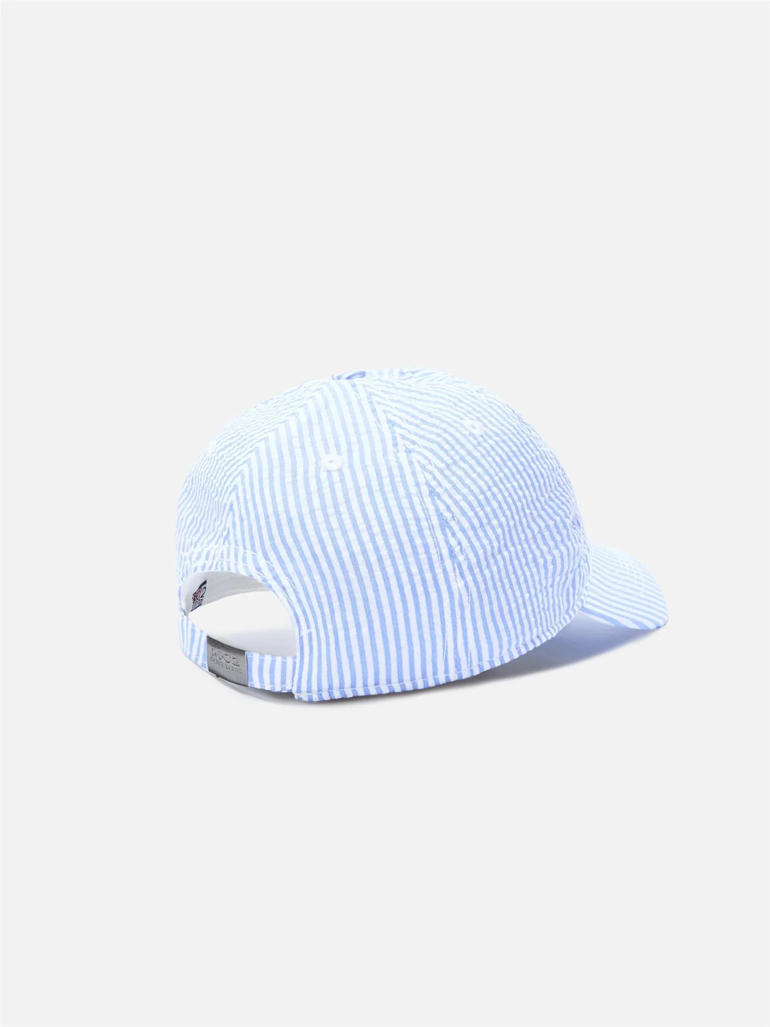Seersucker Baseball Cap White/Blue Stripes - Image 3