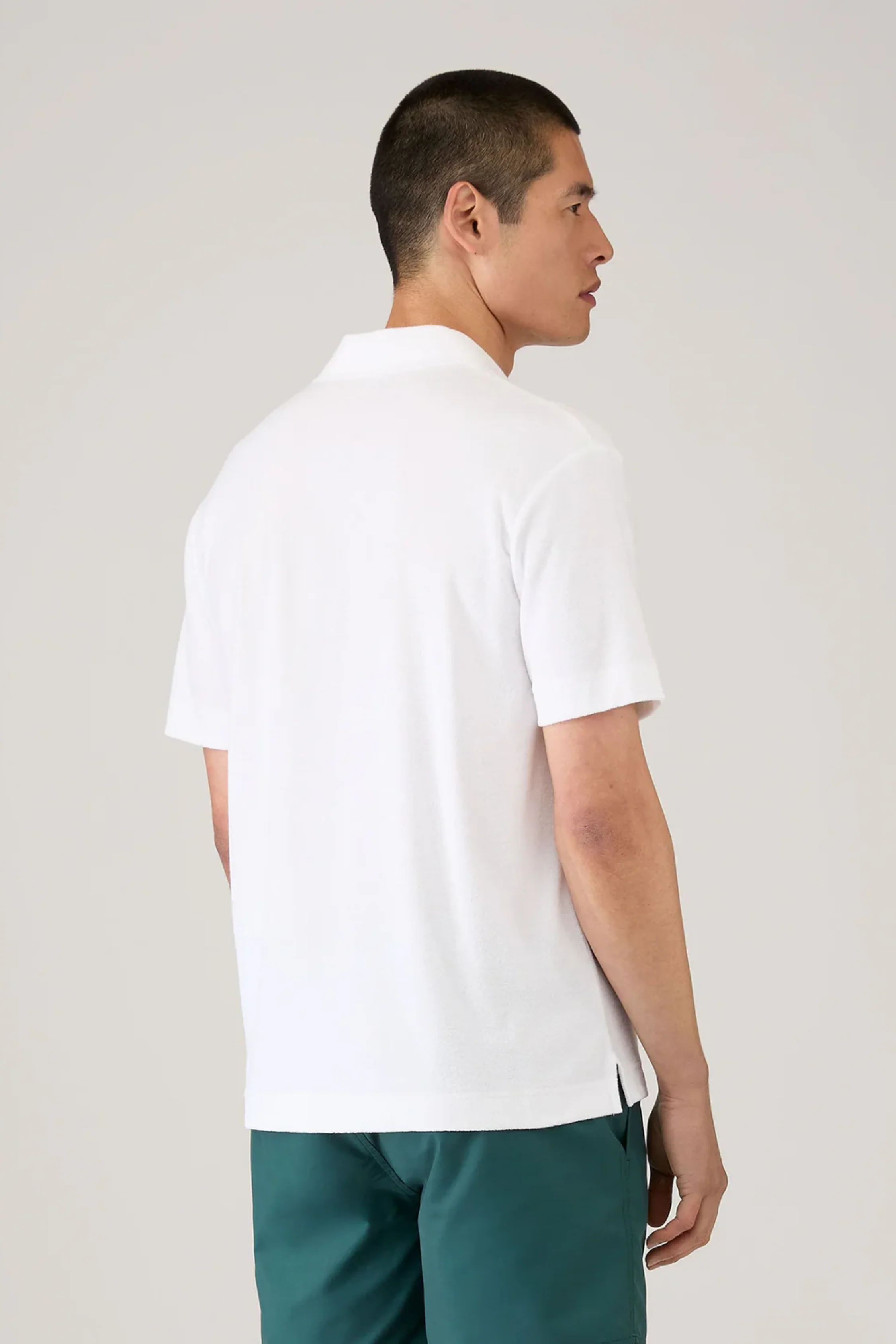 SS Towelling Polo Shirt White - Image 5