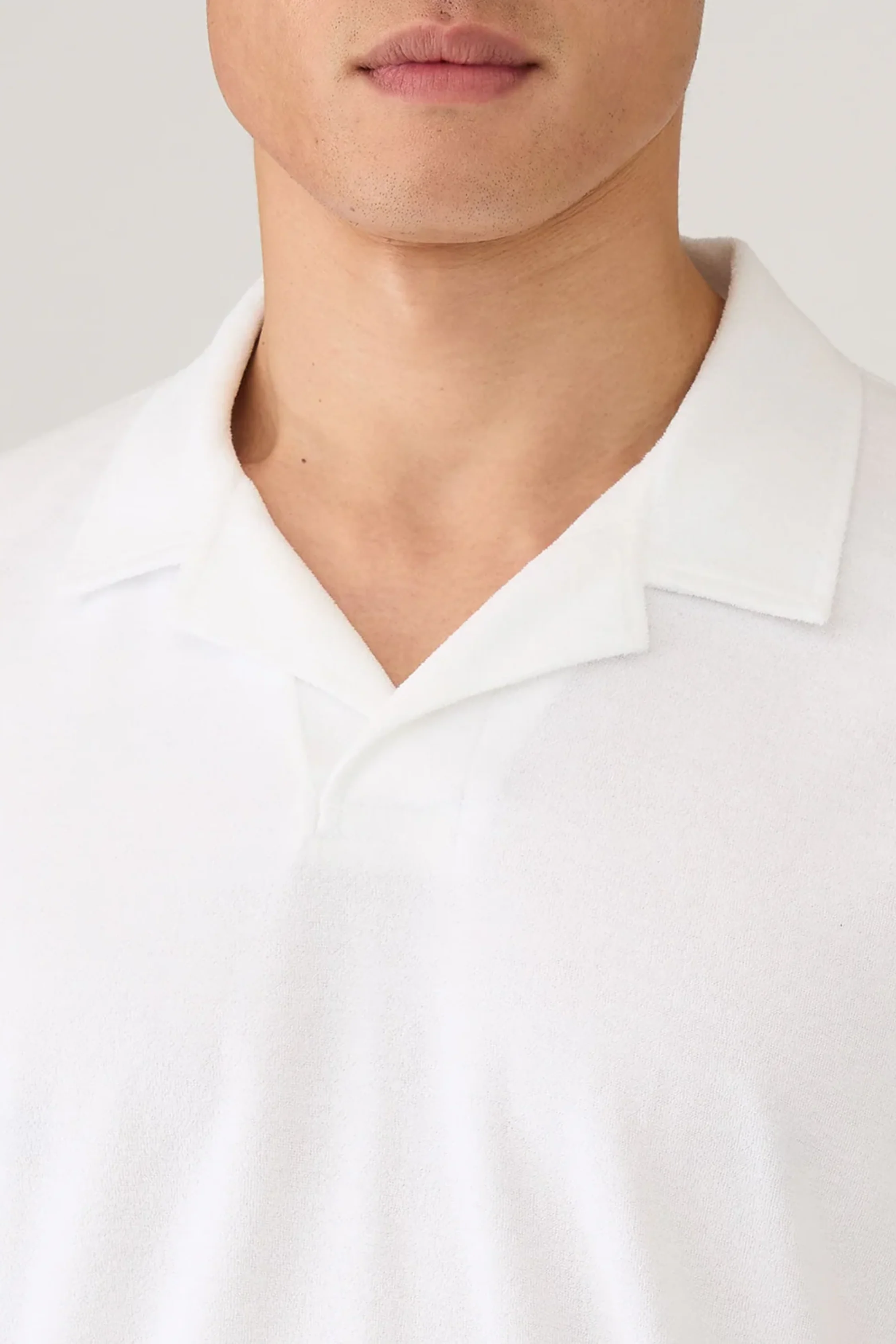 SS Towelling Polo Shirt White - Image 6