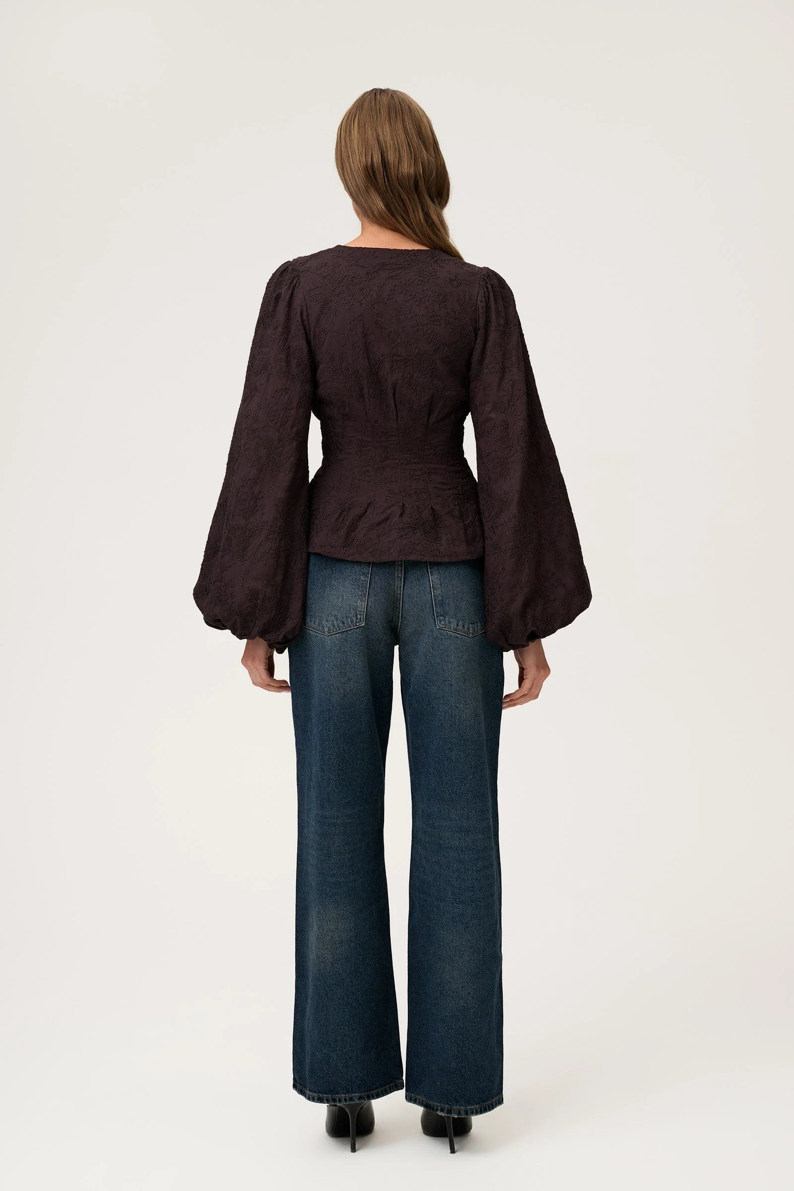 Palena Blouse- Brown Embroidery - Image 5