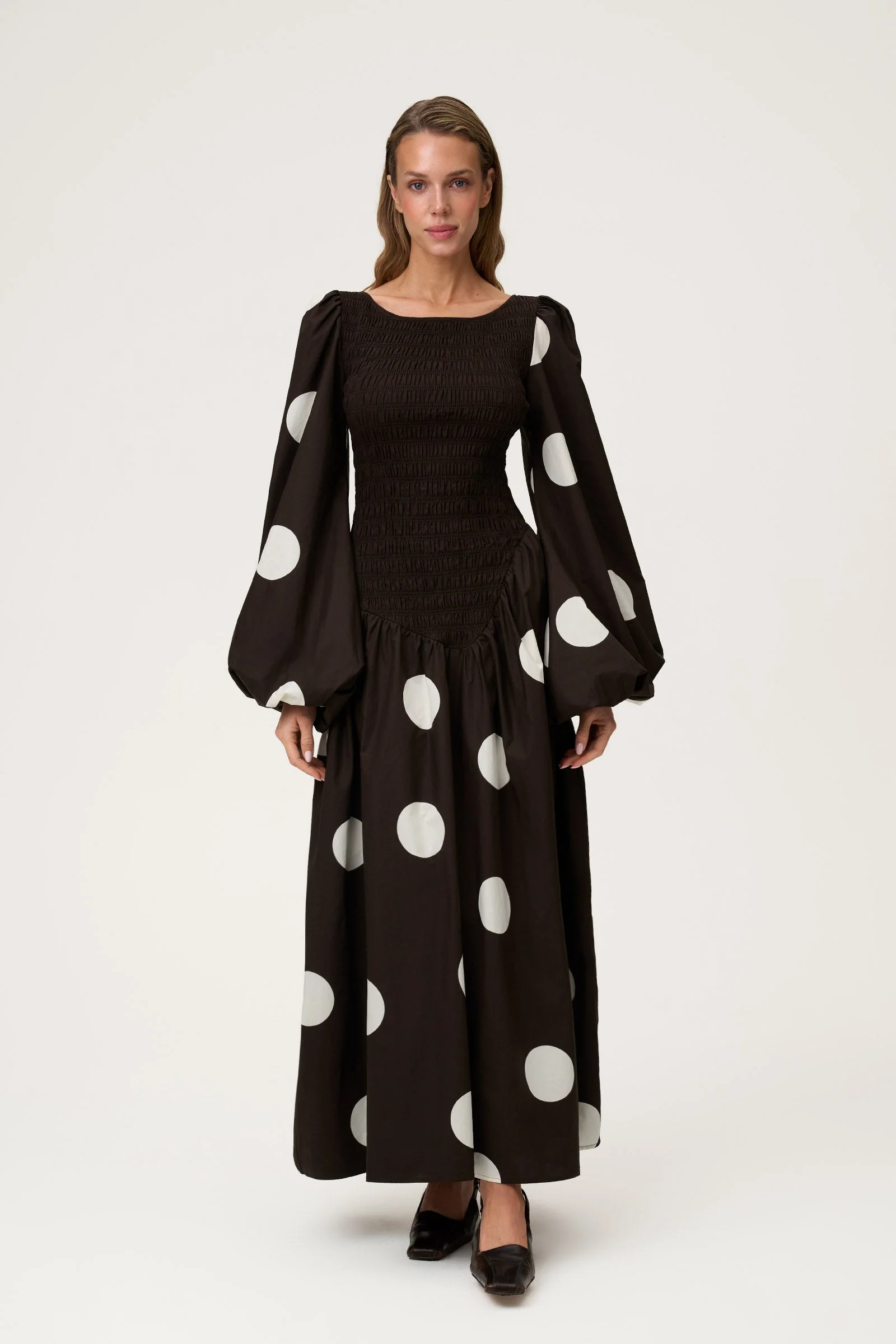Fermo Dress Large Brown Dot