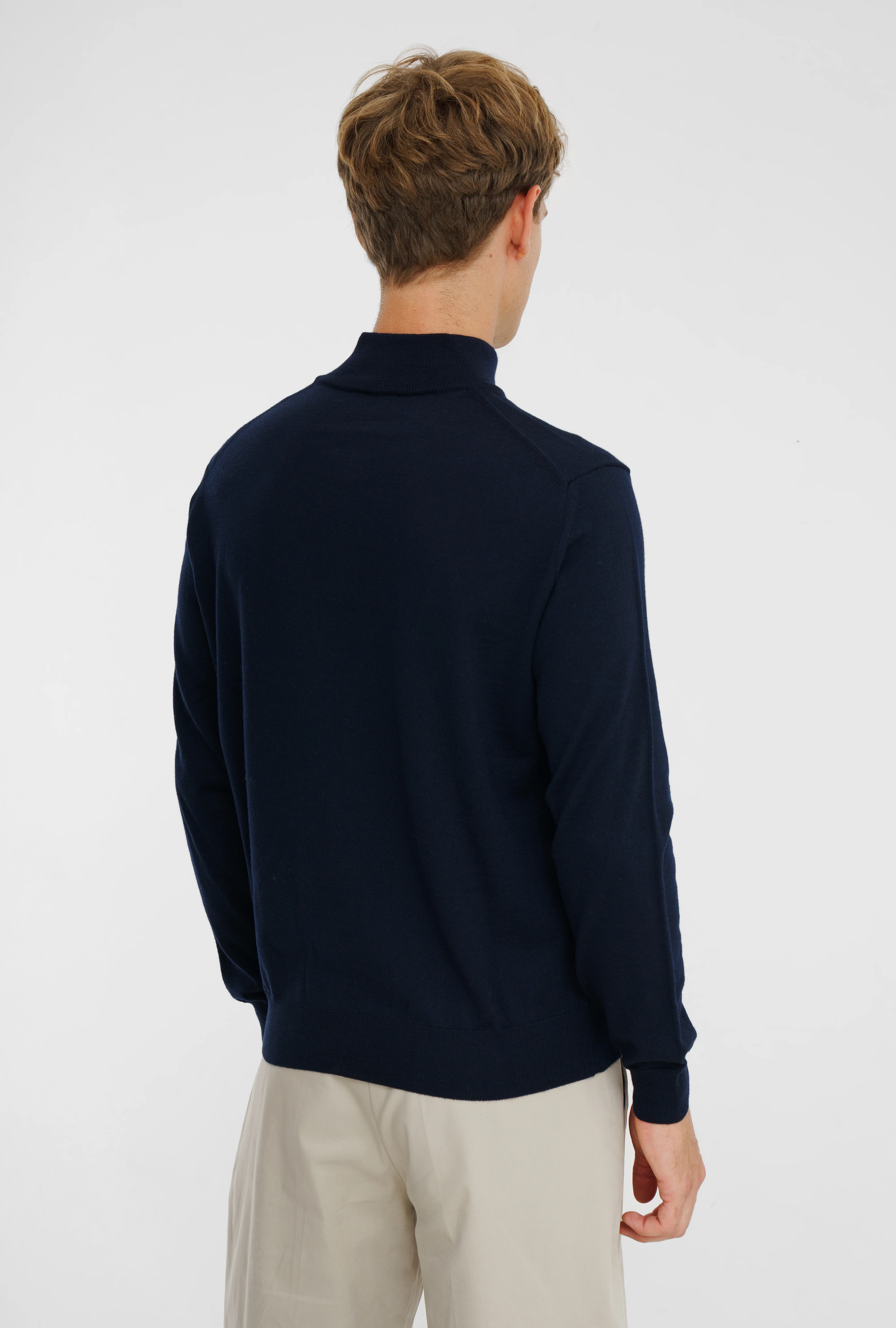 Merino Wool Half Zip Navy Blue - Image 4
