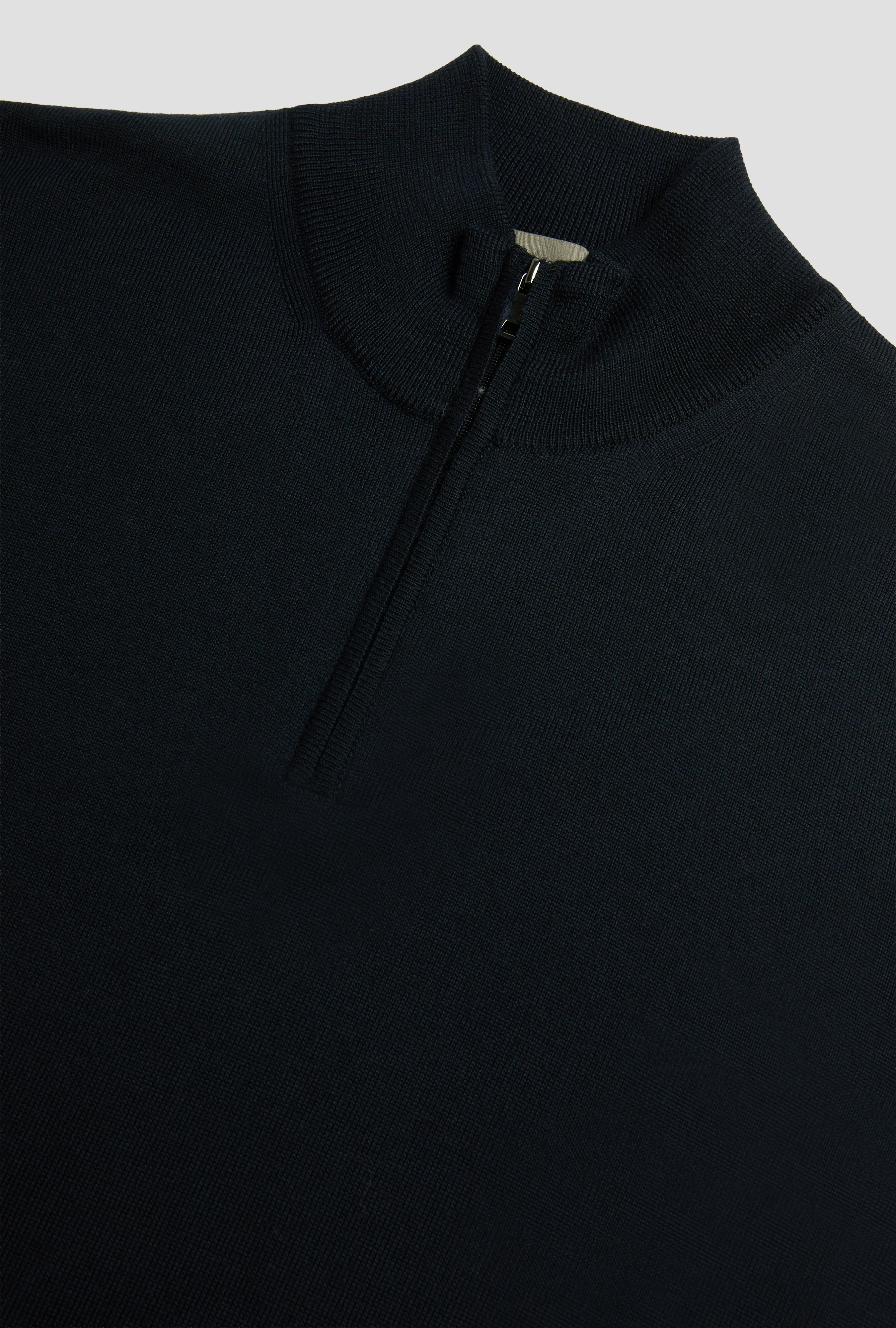 Merino Wool Half Zip Navy Blue - Image 5
