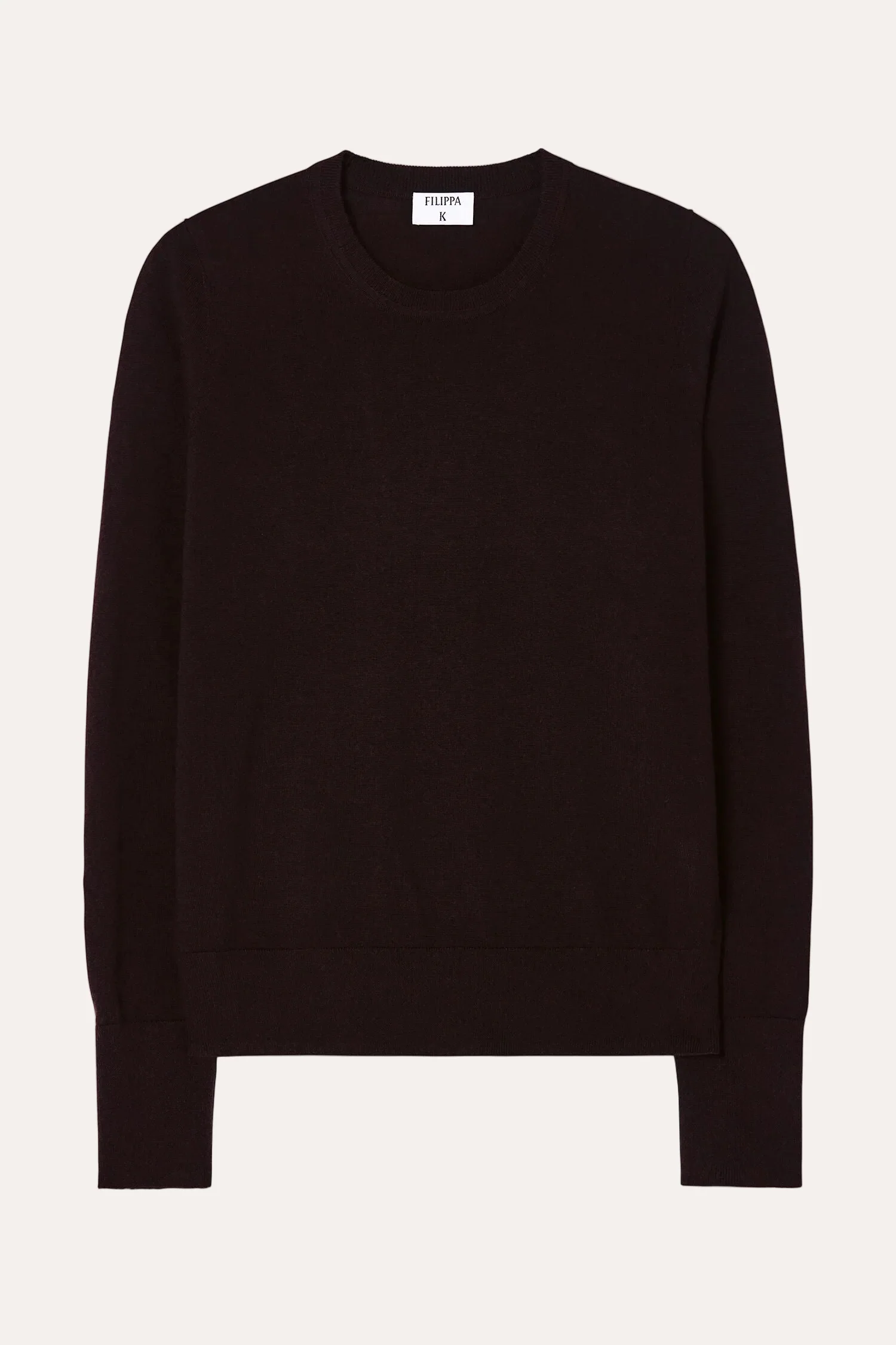 Merino R-Neck Sweater Dark Chocolate