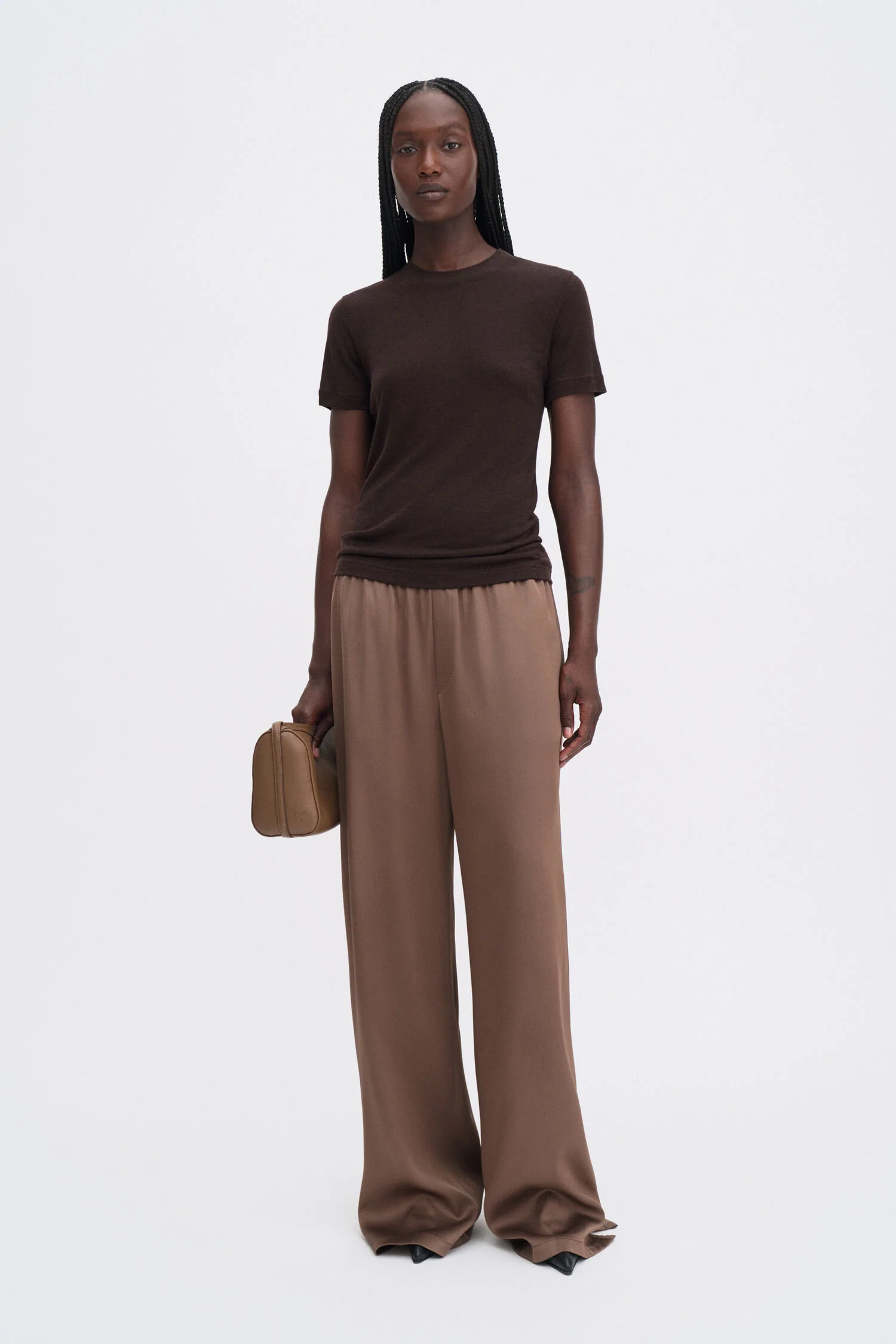 Lyocell Cashmere Tee- Brown - Image 3