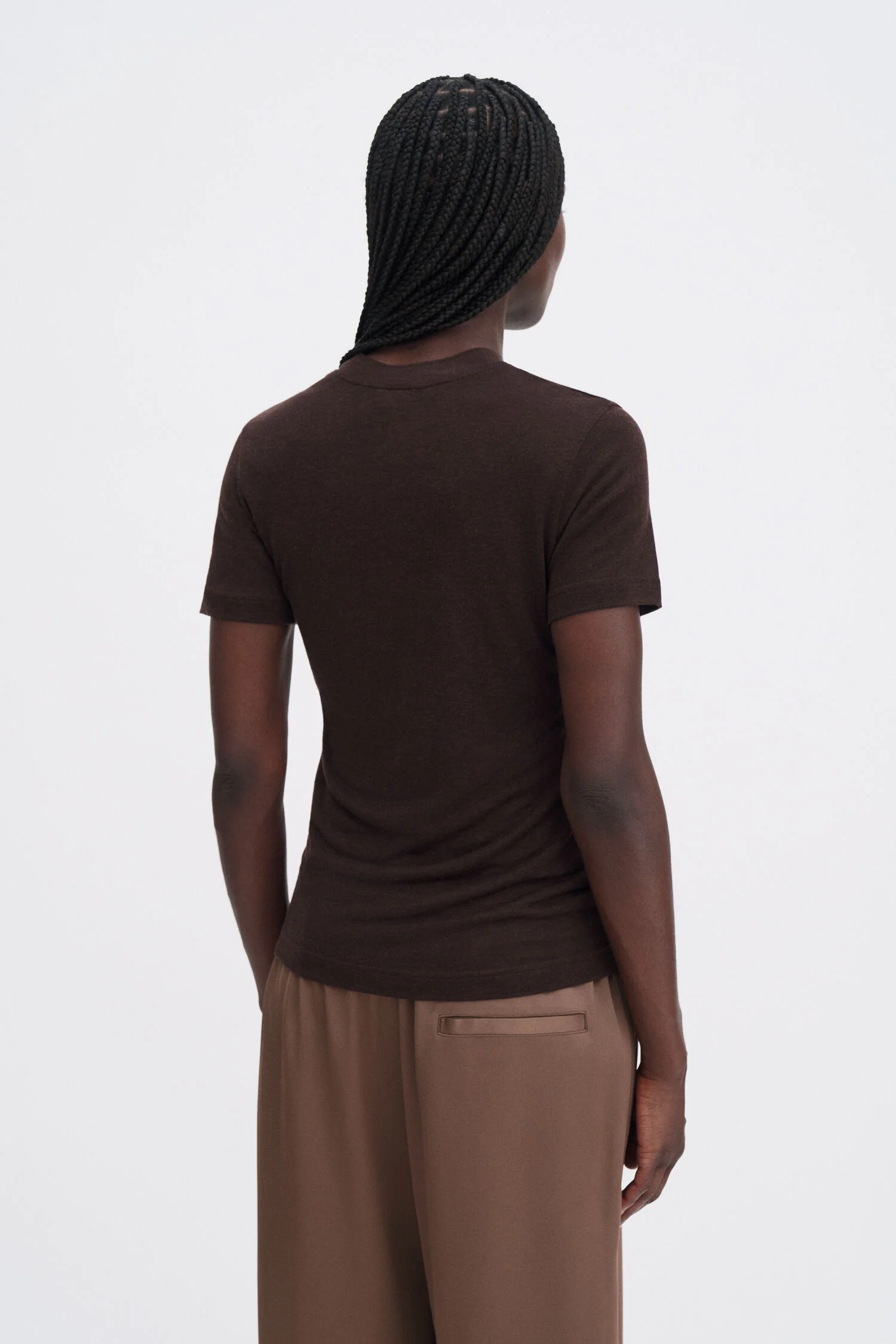 Lyocell Cashmere Tee- Brown - Image 4