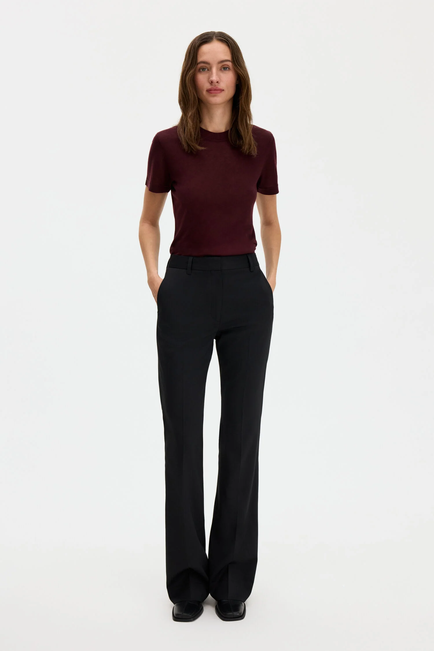 Lyocell Cashmere Tee Dark Burgundy - Image 3