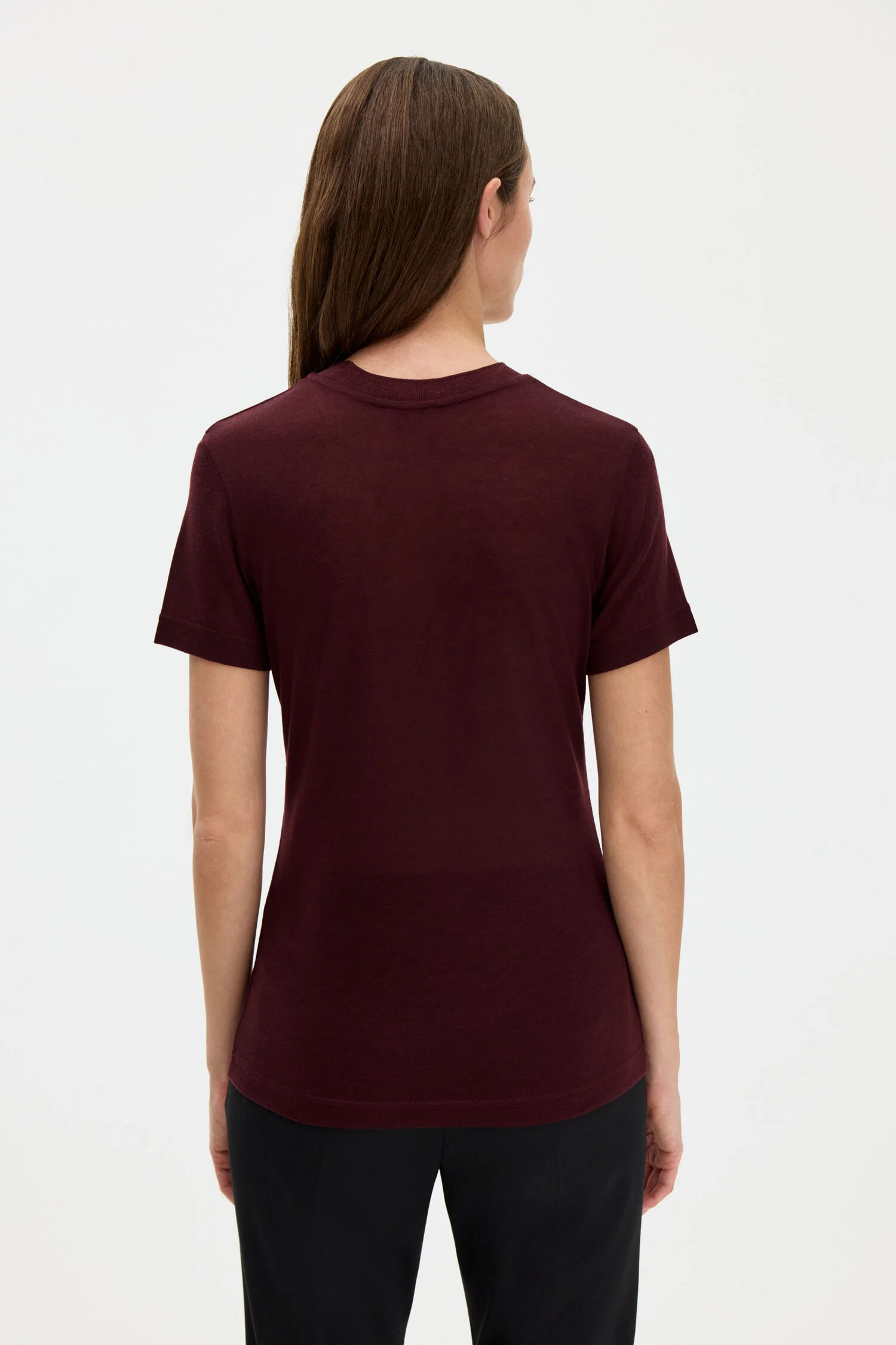 Lyocell Cashmere Tee Dark Burgundy - Image 4