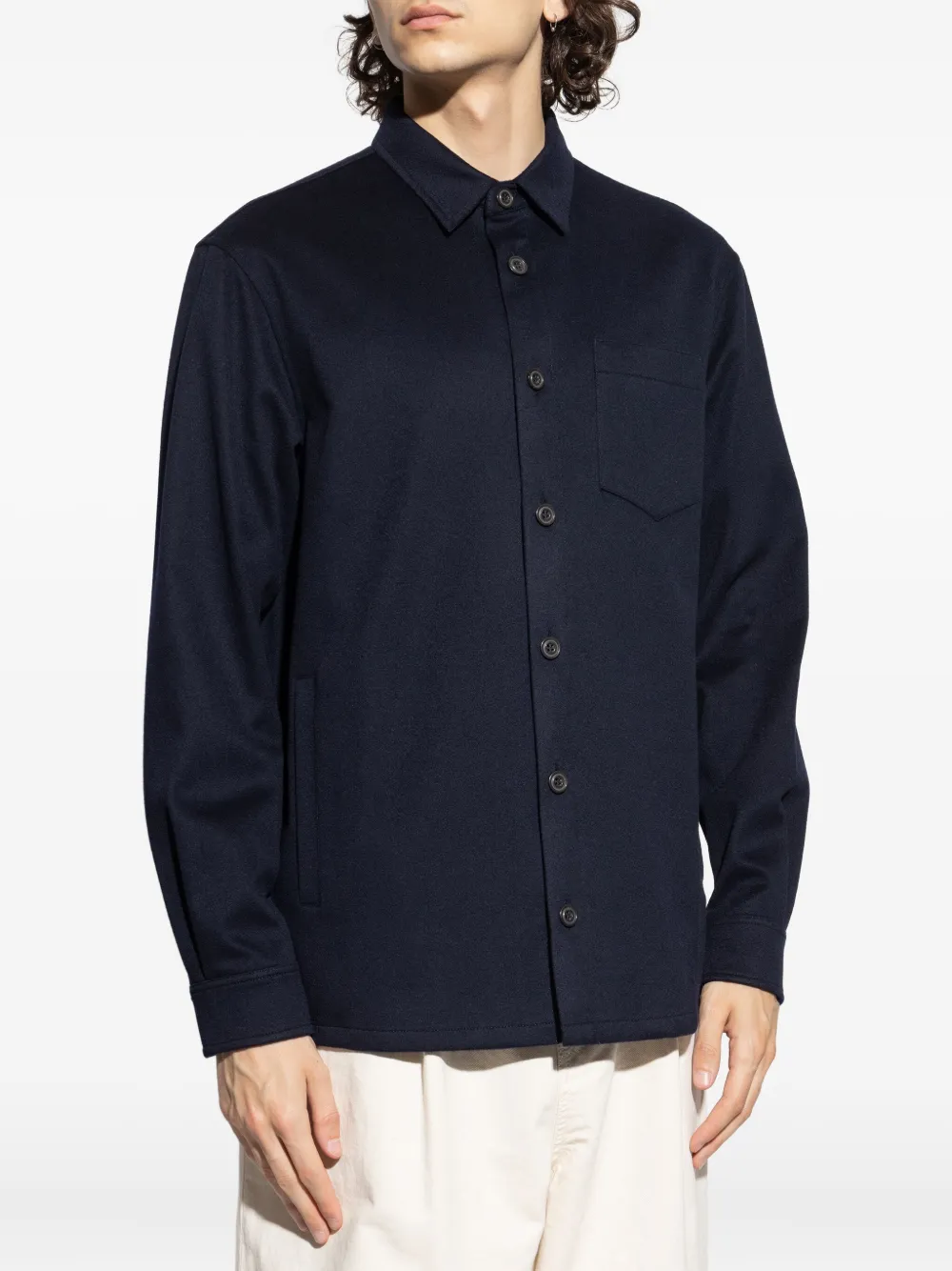 Cashmere Overshirt Navy - Image 3