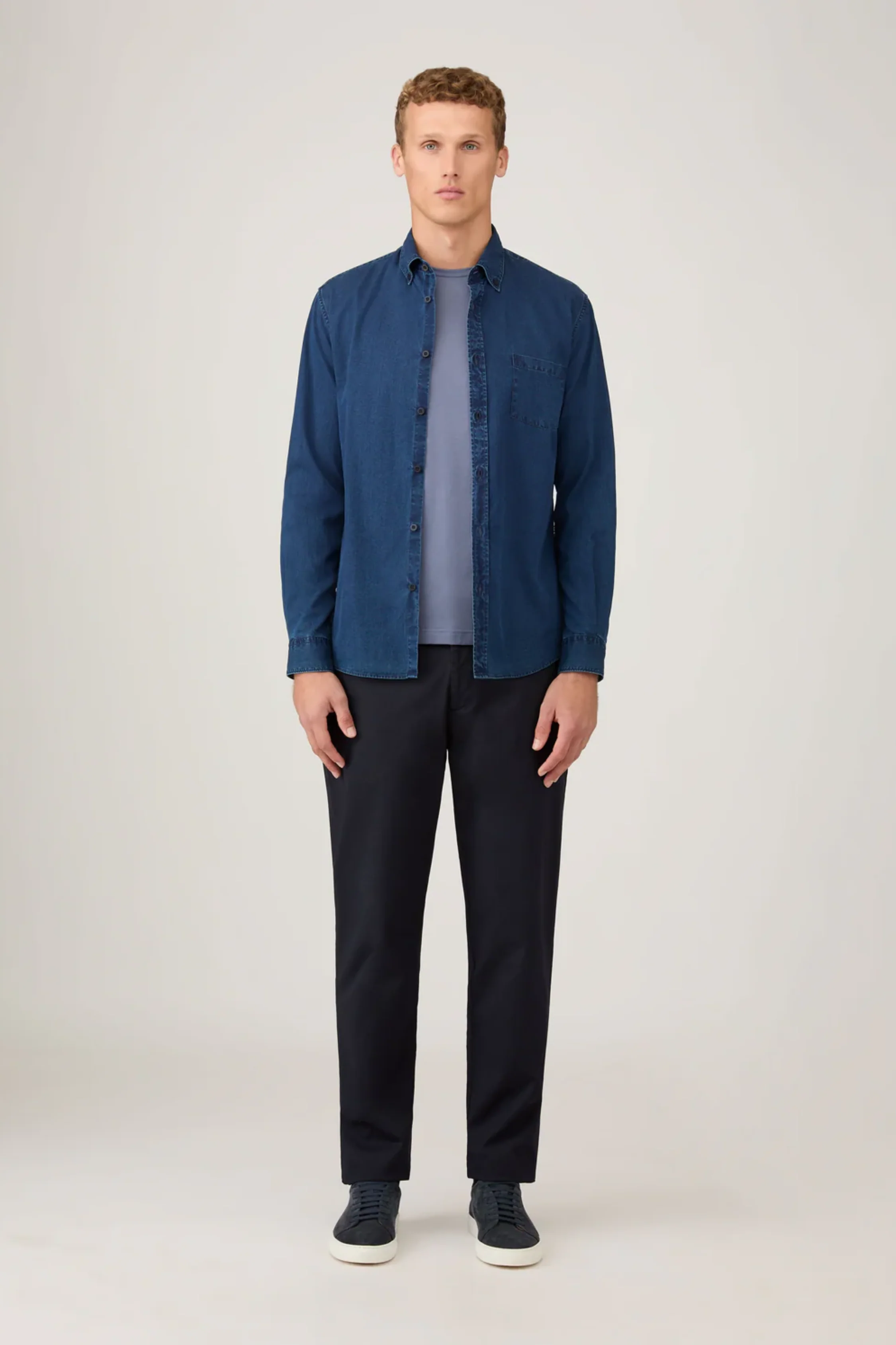 Button Down Twill Shirt Indigo - Image 3