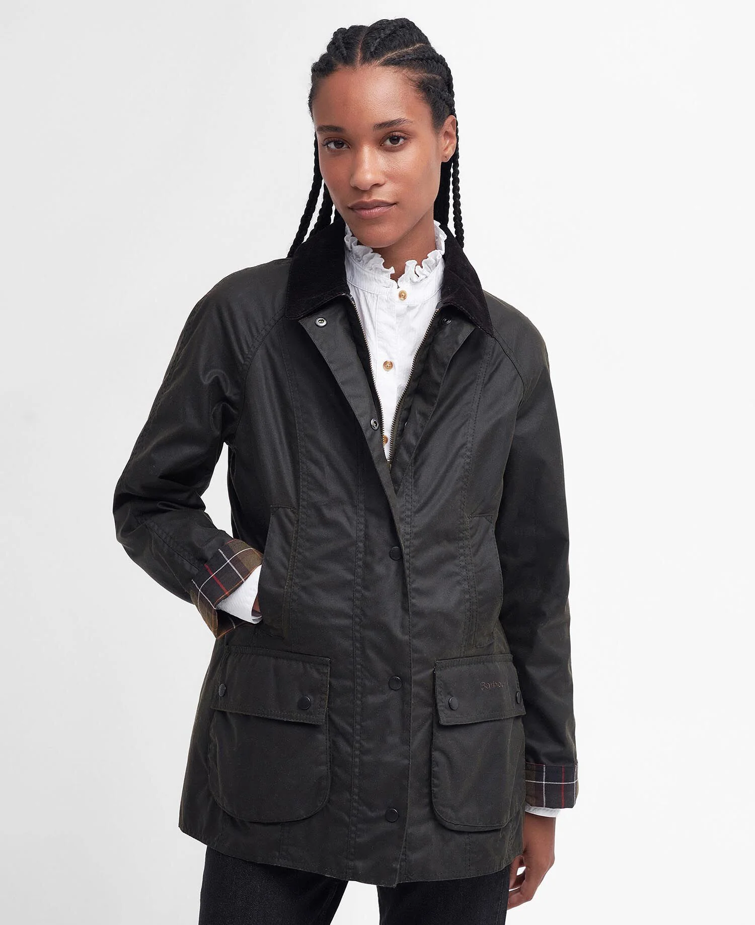 Classic Beadnell Wax Jacket Olive - Image 2