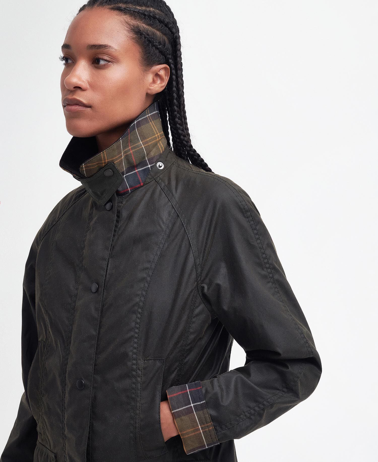 Classic Beadnell Wax Jacket Olive - Image 5