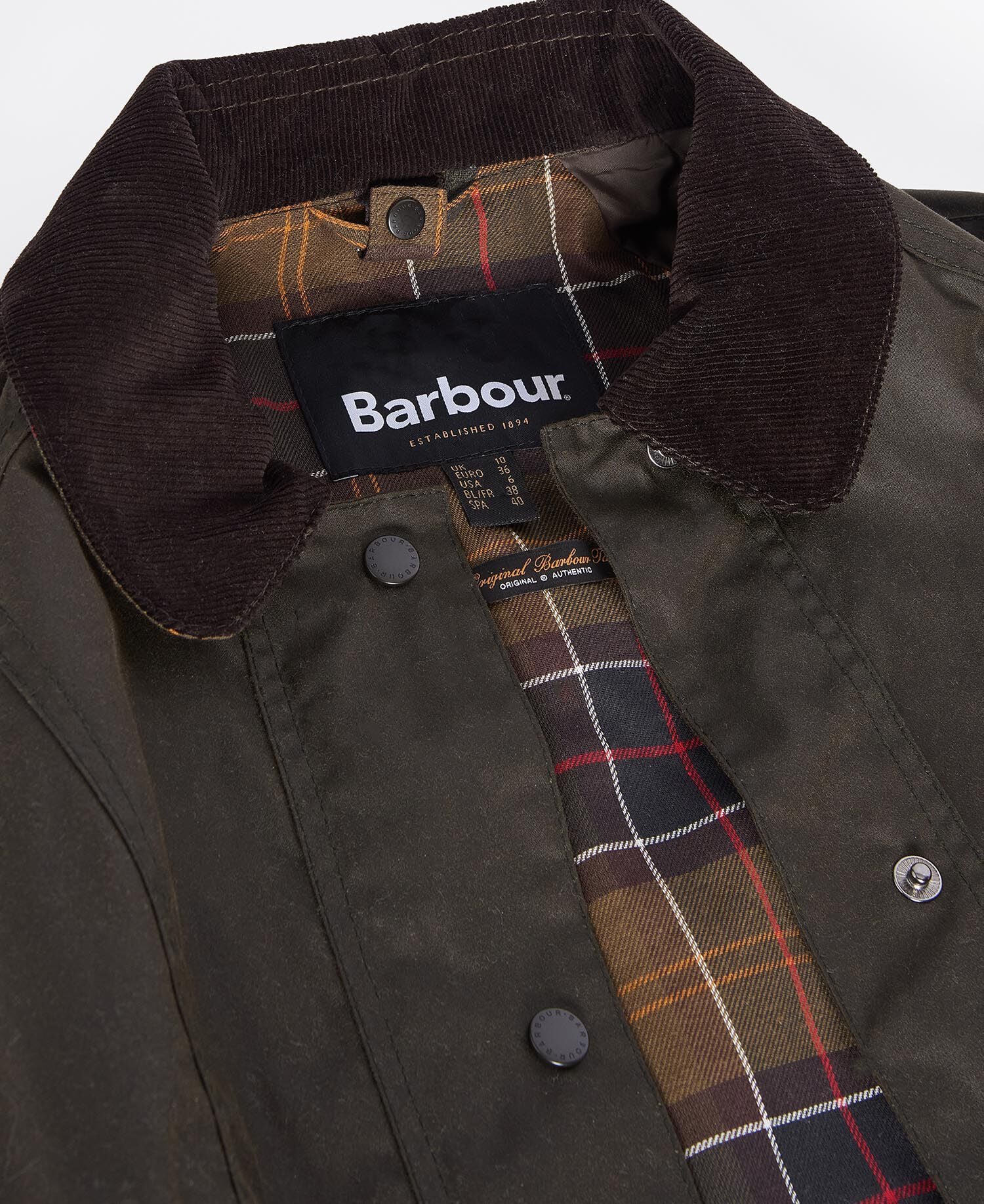 Classic Beadnell Wax Jacket Olive - Image 9